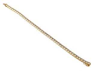14K Yellow Gold and 3.3 ct Diamond Tennis Bracelet