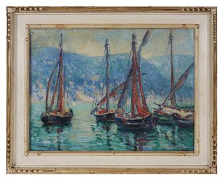 ROBERT PALLISER, Oil on Canvas Panel, Sailboats