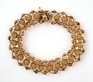 Vintage 14K Gold Woven Fancy Bowtie Bracelet