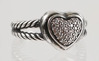 David Yurman Petite Pave Diamond Heart Ring