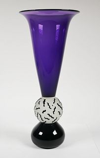 Signed CORREIA Studio Art Glass Purple Vase
