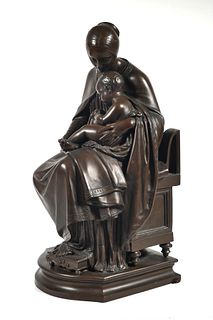 BARBEDIENNE Mother and Child Bronze Sculpture