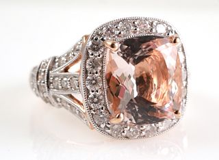 14K Rose Gold Morganite Diamond Ring