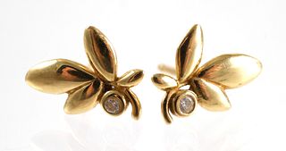 18K Tiffany and Co Olive Leaf Earrings