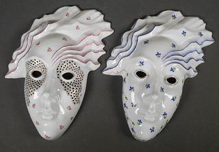 (2) HEREND Porcelain Masquerade Wall Mask
