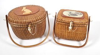 (2) Signed Farnum Nantucket Basket Handbags