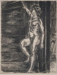 JOHN SLOAN  "Nude Standing on Stairway, 1933"