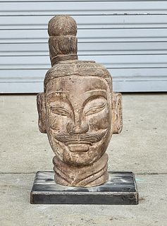 Chinese Carved Stone Soldier's Head