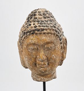 Chinese Carved Stone Buddha Head