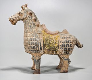 Chinese Polychrome Pottery Horse