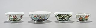 Group of Four Chinese Enameled Porcelain Bowls
