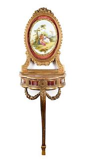 Carved Giltwood and /Porcelain Console, 19th C