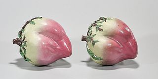 Two Chinese Glazed Porcelain Peaches