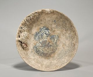 Antique Ming Dynasty Blue & White Porcelain Dish