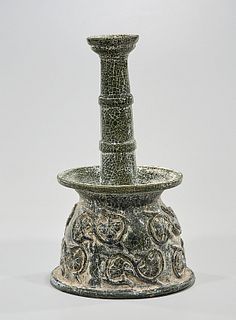 Chinese Glazed Pottery Candlestick