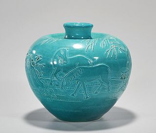 Chinese Turquoise Glazed Porcelain Vessel