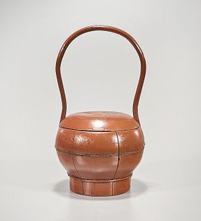 Chinese Lacquer Covered Basket
