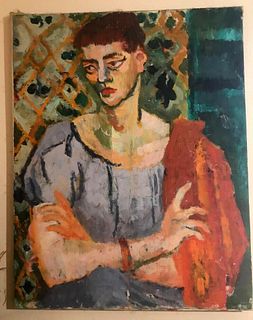  John Ulbricht,  Oil on canvas, Portrait of Woman, Oil on canvas 
