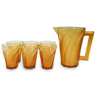 (6 Pc) R. Lalique "Hesperides" Pitcher and Glasses