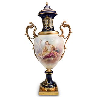 Large Sevres Porcelain and Bronze Urn