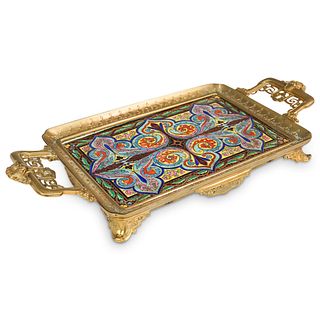 Chinoiserie Champleve Bronze Tray