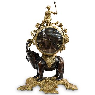 French Louis XVI Style Bronze Oriental Elephant Clock