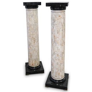 Pair Of Tessellated Marble Columns