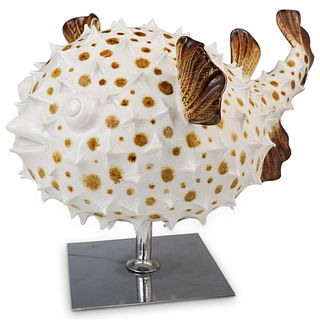 Probably "Oggetti Mangani" Porcelain Blowfish Sculpture