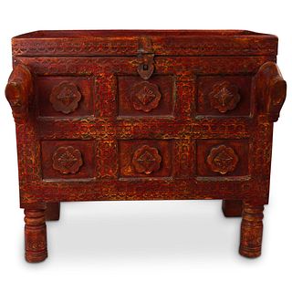 Indian Wooden Carved Cabinet Trunk