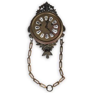 Antique French Brass Wall Clock