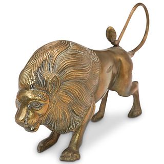 Mid- Century Brass Lion Sculpture Figure