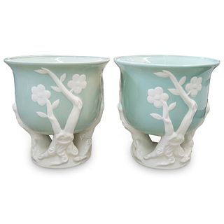(2 Pc) Pair of Large Chinese Porcelain Planters