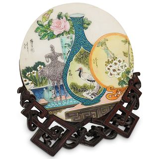 Chinese Painted Marble Plaque