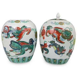 Pair Of Chinese Porcelain Ginger Jars