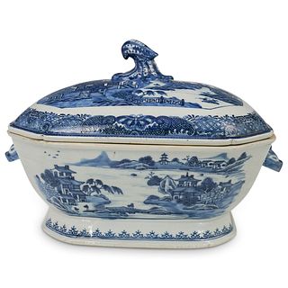 Antique Chinese Blue & White Porcelain Tureen