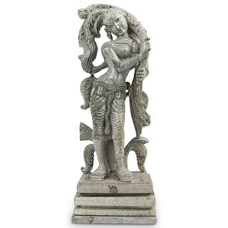 Antique Carved Stone Hindu Parvati Statue