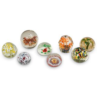 (8 Pc) Collection of Art Glass Paperweights