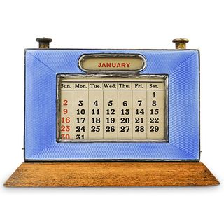 English Sterling & Guilloche Enamel Calendar