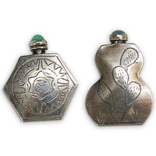 (2 Pc) Mexican Sterling Silver Perfume Bottles