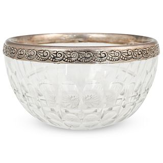 English Sterling Silver and Crystal Bowl