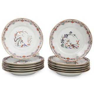 (12 Pc) Chantilly Painted Porcelain Dinner Plates