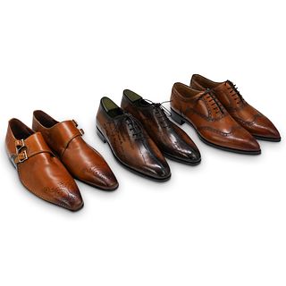 (3 Pcs) Designer European Leather Men's Shoes - Size 10