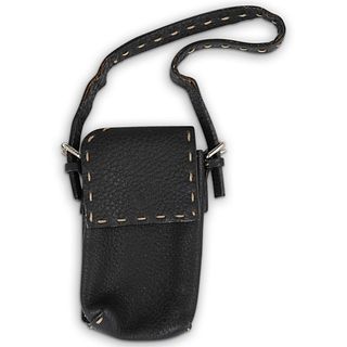Fendi Black Leather Phone Pouch Wallet
