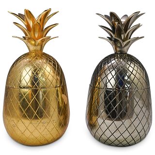 Pair Of Brass Pineapple Boxes
