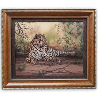 Jaco Vanschalkwyk "Leopard Resting" Oil Painting