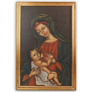 19th Cent. Madonna and Child Oil Painting