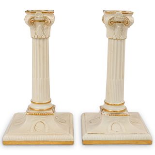 A Pair Of Royal Worcester Candle Sticks
