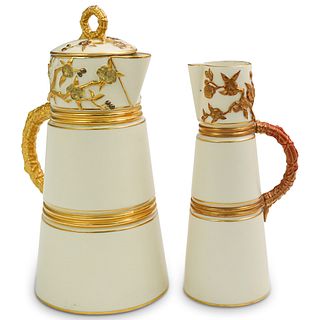 (2Pc) Royal Worcester Porcelain Pitchers