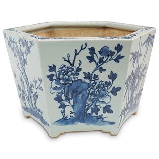 Antique Chinese Blue and White Porcelain Planter