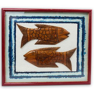 Wood Fish Framed Art Piece